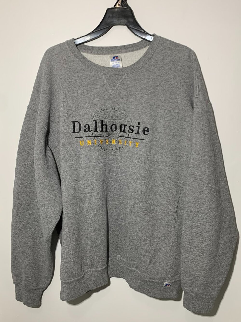 Vintage Dalhousie University Sweatshirt XL Grey Russell Athletic Crew Halifax
